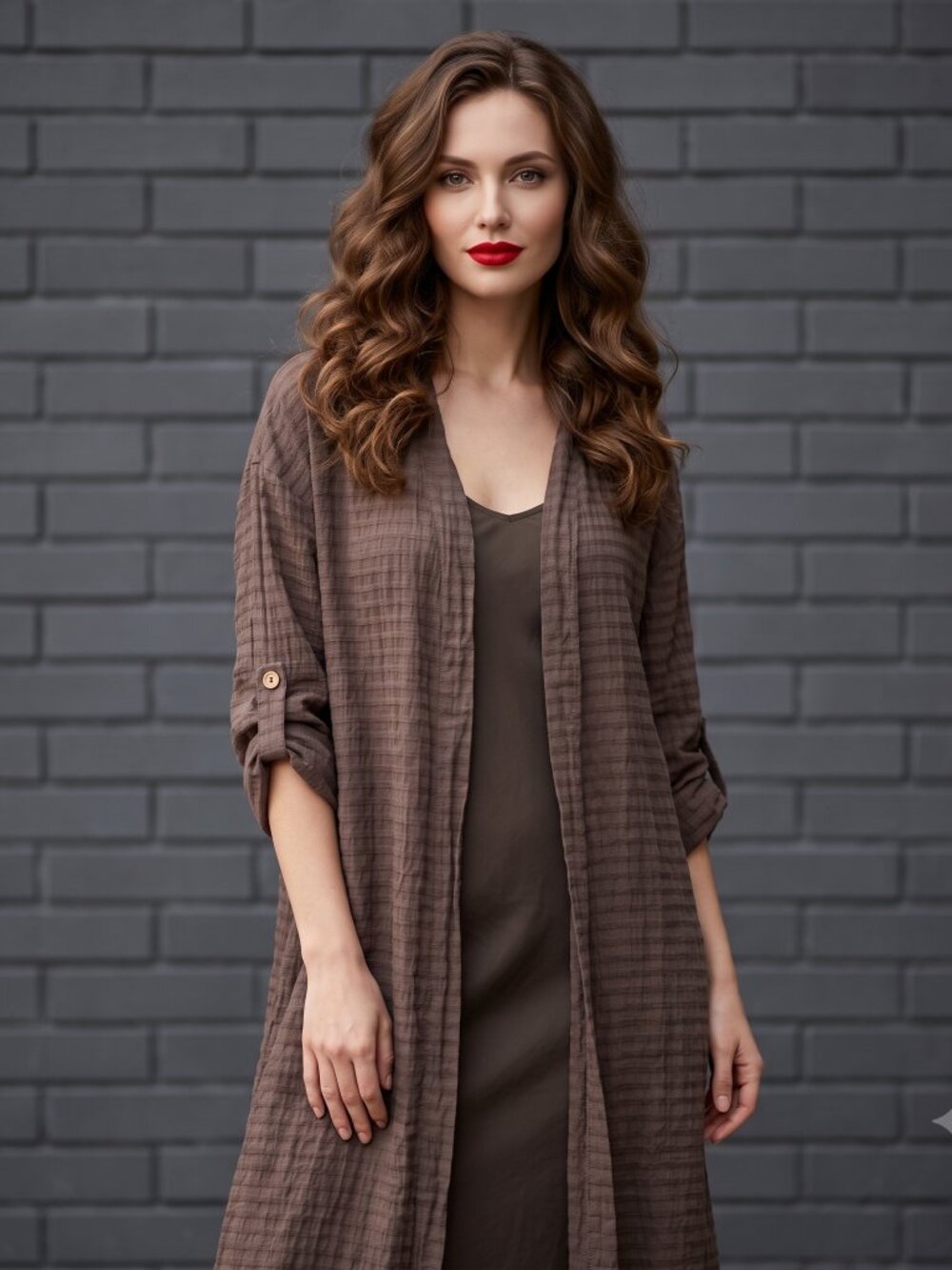 Emery Rose Long Cardigan Blazer Brown Size XL Jacket NWT